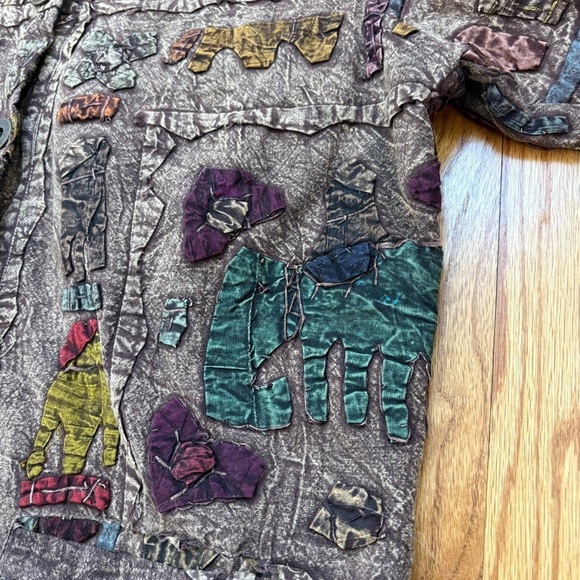 SACRED THREADS Cotton Embroidered Jacket Boho Artsy Animals Elephants Giraffes M - Picture 14 of 16
